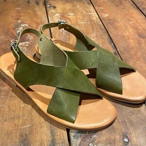 Michele Lopriore Olive Green Leather Sandals